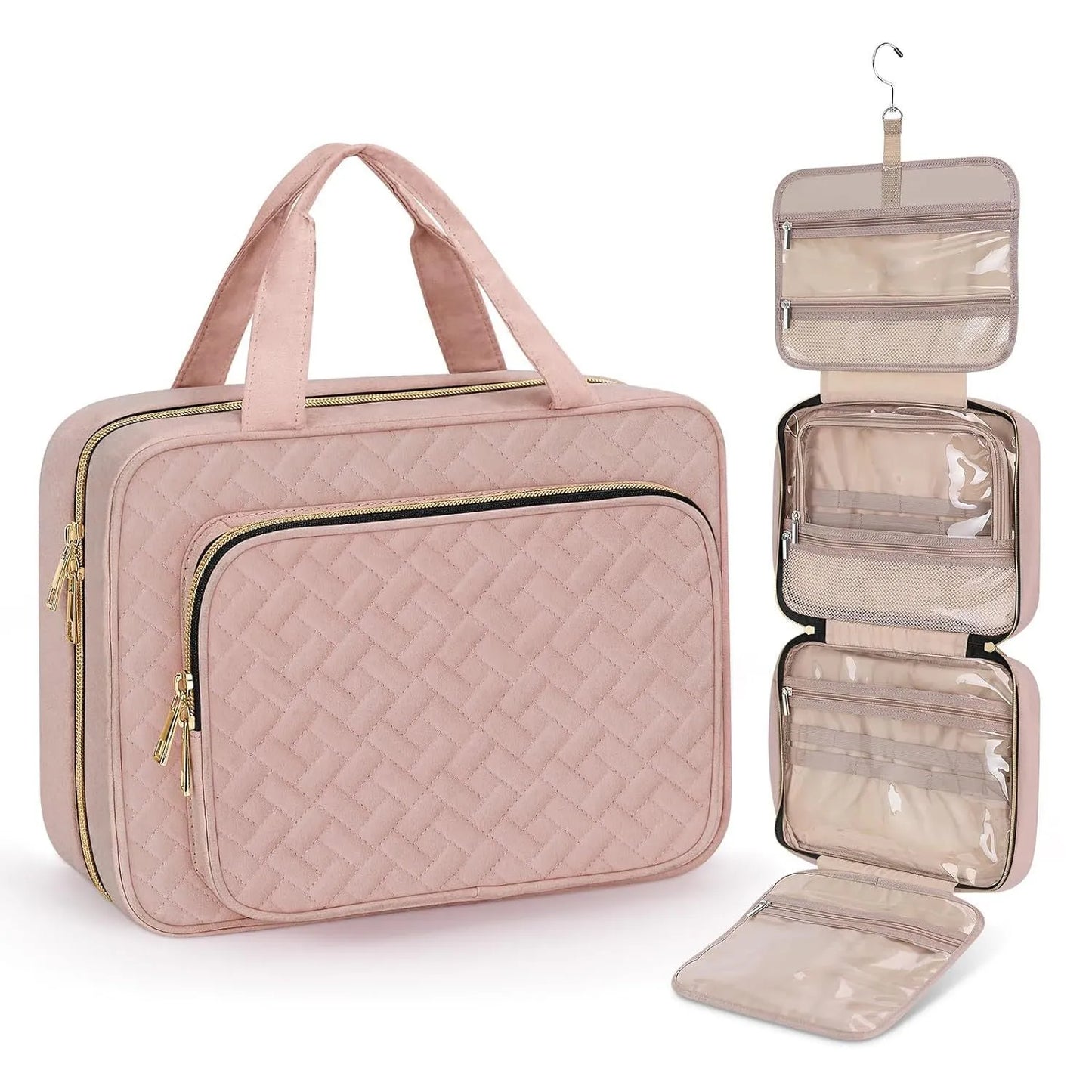 Portable travel storage wash bag for cosmetics in various colours including leopard print