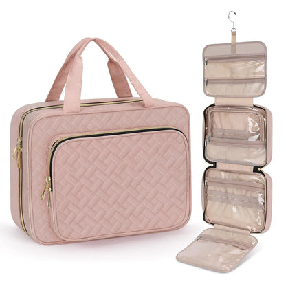 Portable travel storage wash bag for cosmetics in various colours including leopard print