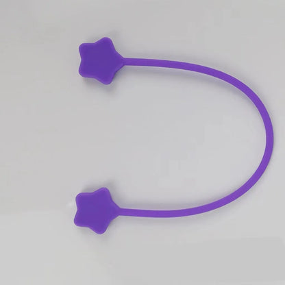 Silicone magnet wire winder for cable organisation in assorted colours on a white background.