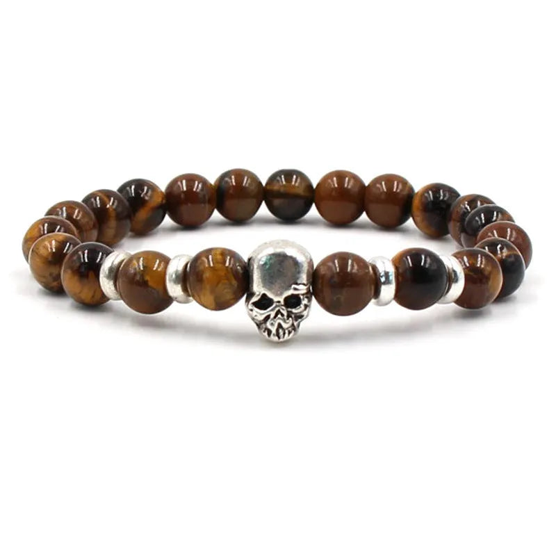 8mm natural white turquoise agate stone unisex stretch bracelet with geometric beads