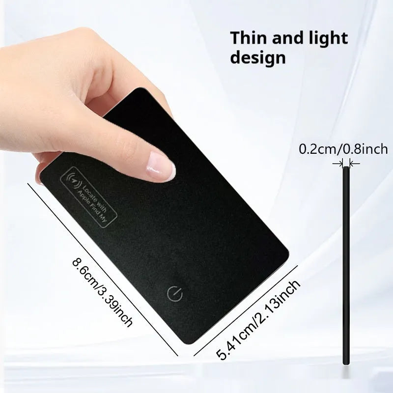 Ultra-thin black selected leather anti-loss card 86x54x3mm for wallet bag and pet tracking