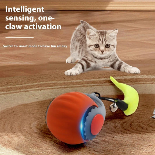 Gravity-activated cat toy ball with automatic motion for endless feline fun