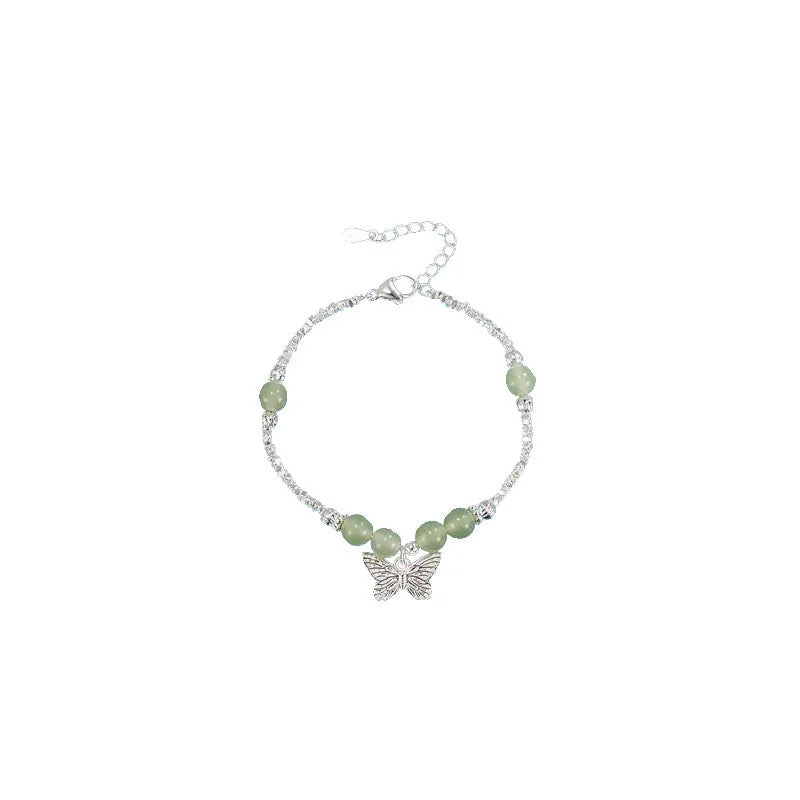 Women's butterfly bracelet and necklace jewellery set with electroplated silver finish