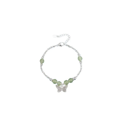 Women's butterfly bracelet and necklace jewellery set with electroplated silver finish
