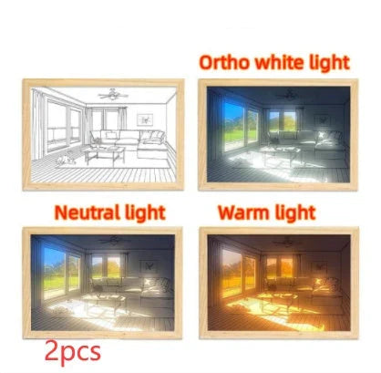Customizable illuminated picture frame with adjustable LED lighting for home decor
