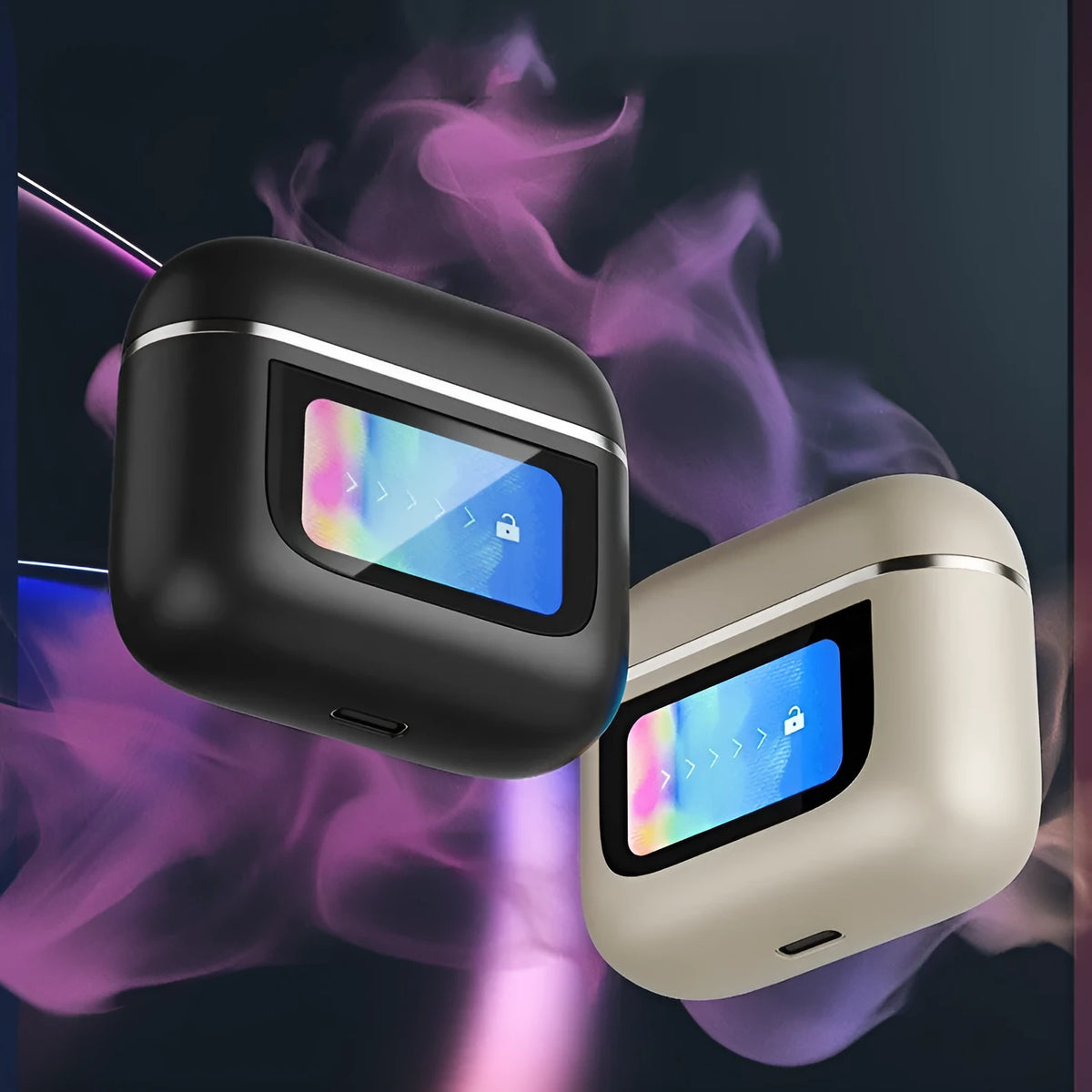 Touch screen active noise-cancelling Bluetooth in-ear headset in black colour option