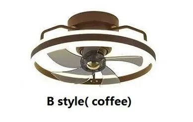 Modern white ceiling fan lamp with integrated light and PC plastic blades.