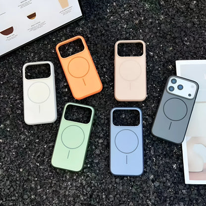 Magnetic protective iPhone case with AI photography button in frosted finish showing blue colour option