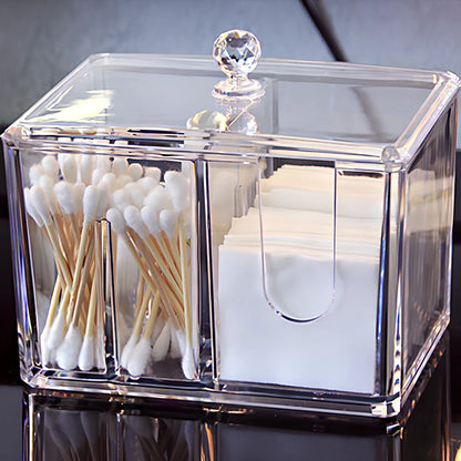 Yajule transparent acrylic cosmetic storage box with dustproof cover and adjustable compartments