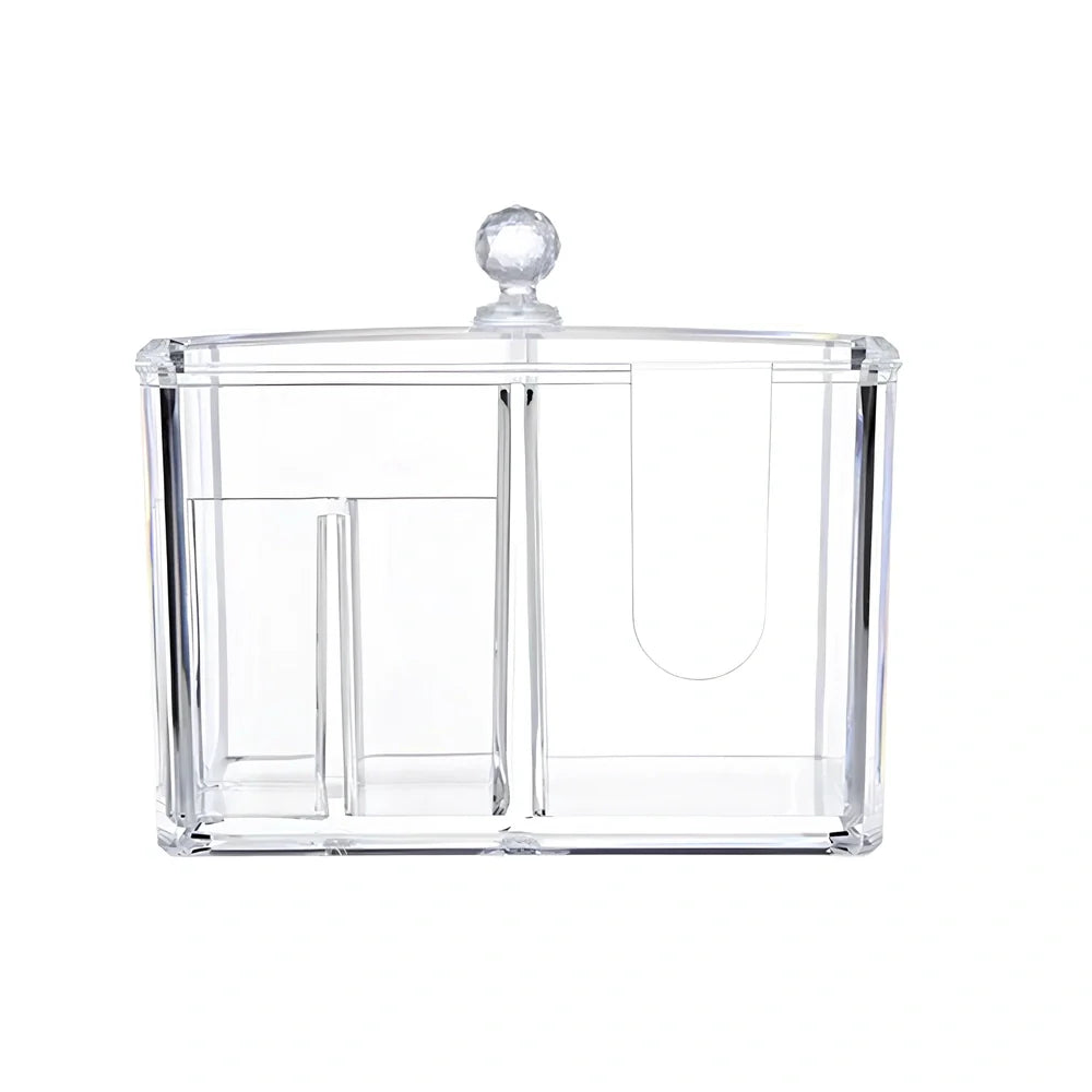 Yajule transparent acrylic cosmetic storage box with dustproof cover and adjustable compartments