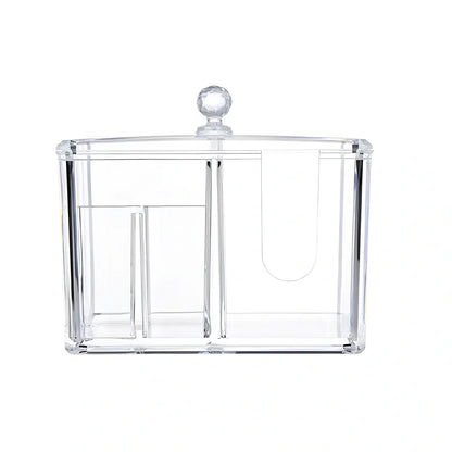 Yajule transparent acrylic cosmetic storage box with dustproof cover and adjustable compartments