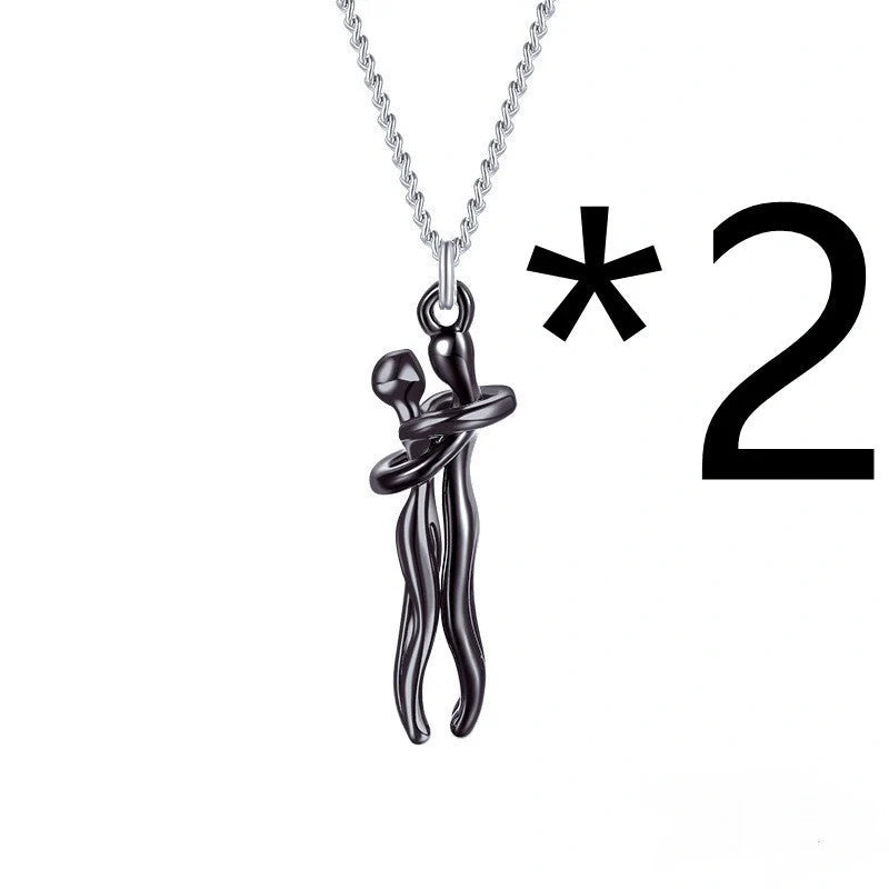 Affectionate Hug Necklace for couples with snake bone chain design
