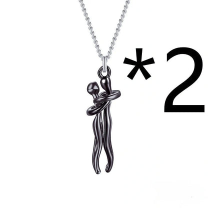 Affectionate Hug Necklace for couples with snake bone chain design