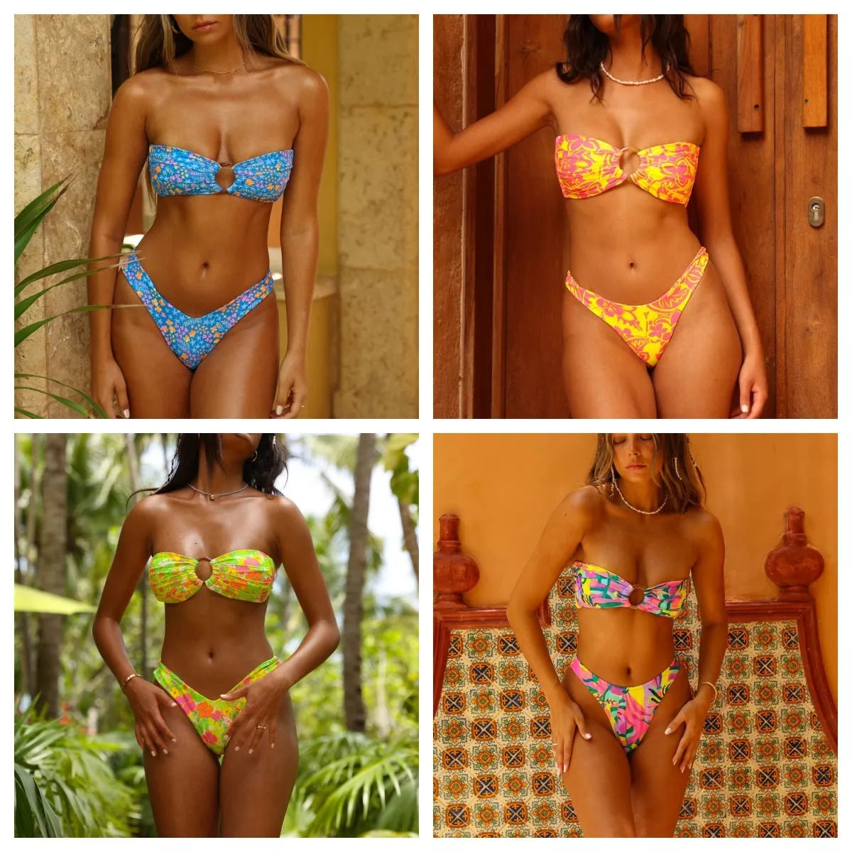 Women's split printed bikini swimsuit in vibrant colours