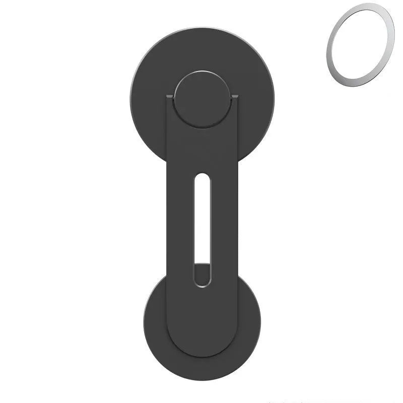 Silver aluminium alloy magnetic phone holder for Tesla vehicles showing 180-degree rotation mechanism