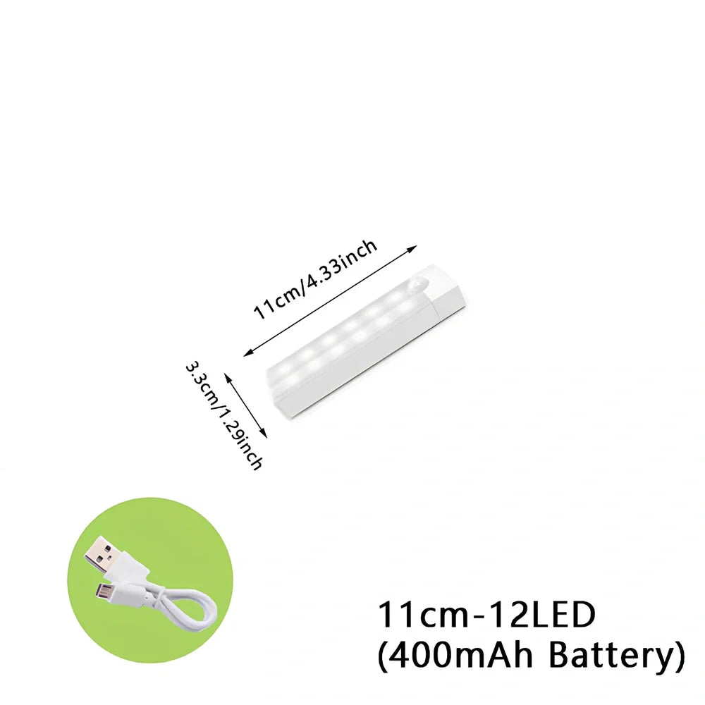 Wireless LED motion sensor night light with magnetic mounting in various sizes