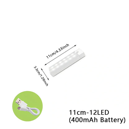 Wireless LED motion sensor night light with magnetic mounting in various sizes