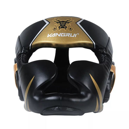 Children's boxing helmet in red, white, or black with full protection features