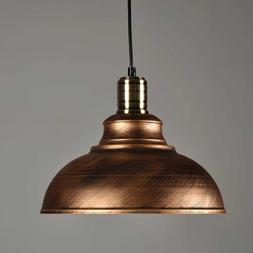 Industrial pendant light with 29cm iron shade and adjustable cord for kitchen island installation