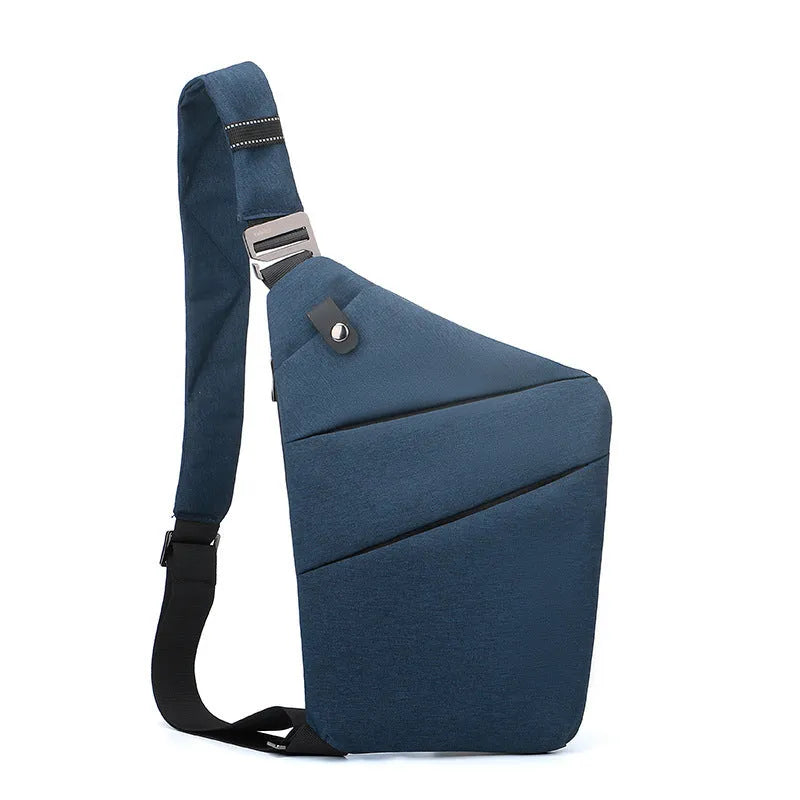 Canvas chest bag 31x20x1cm, 190g, one-shoulder crossbody with anti-radiation fabric inside, smoke black or silver grey