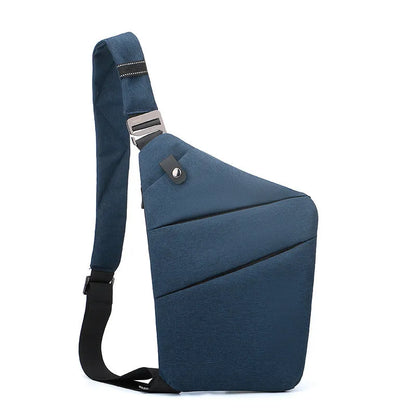 Canvas chest bag 31x20x1cm, 190g, one-shoulder crossbody with anti-radiation fabric inside, smoke black or silver grey