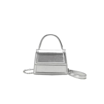 Retro horizontal square PU crossbody bag in multiple colours with sewn detail.