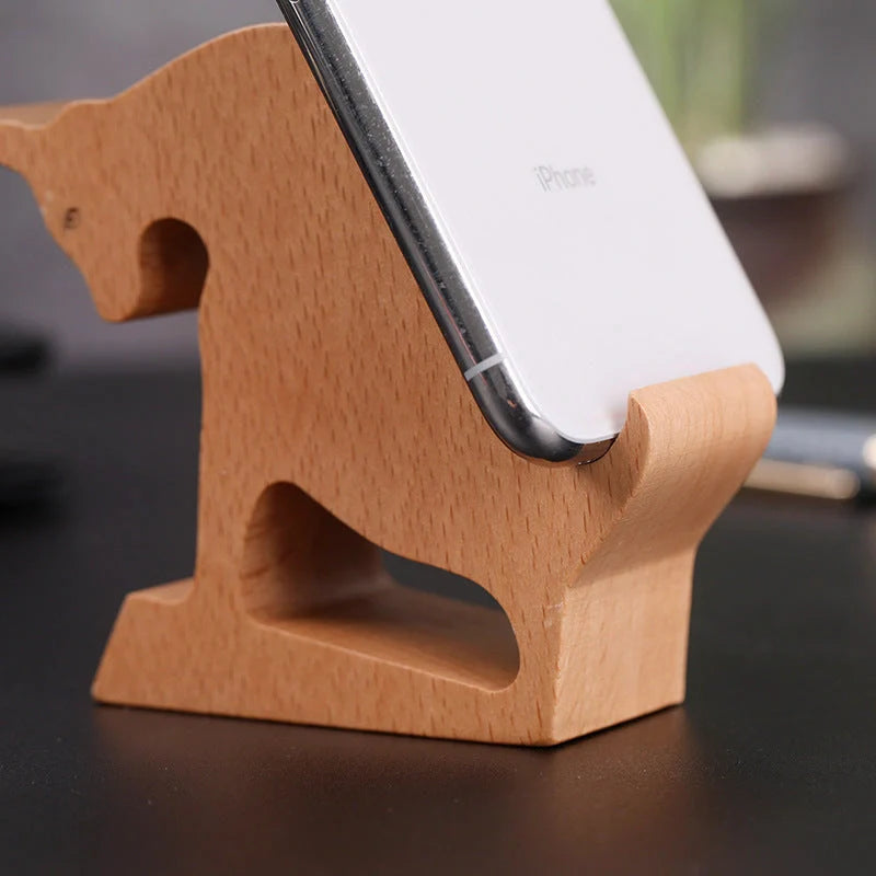 Custom beech wood lazy phone holder with various designs for hands-free convenience