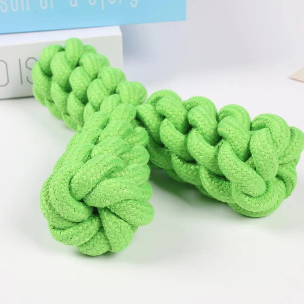 Blue Y-shaped cotton rope dog toy for large breed teeth grinding measuring 18cm
