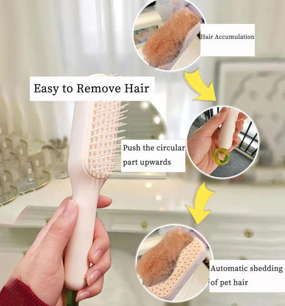 Dual-sided small dog grooming brush showing pin brush and soft bristle brush sides, in blue colour.
