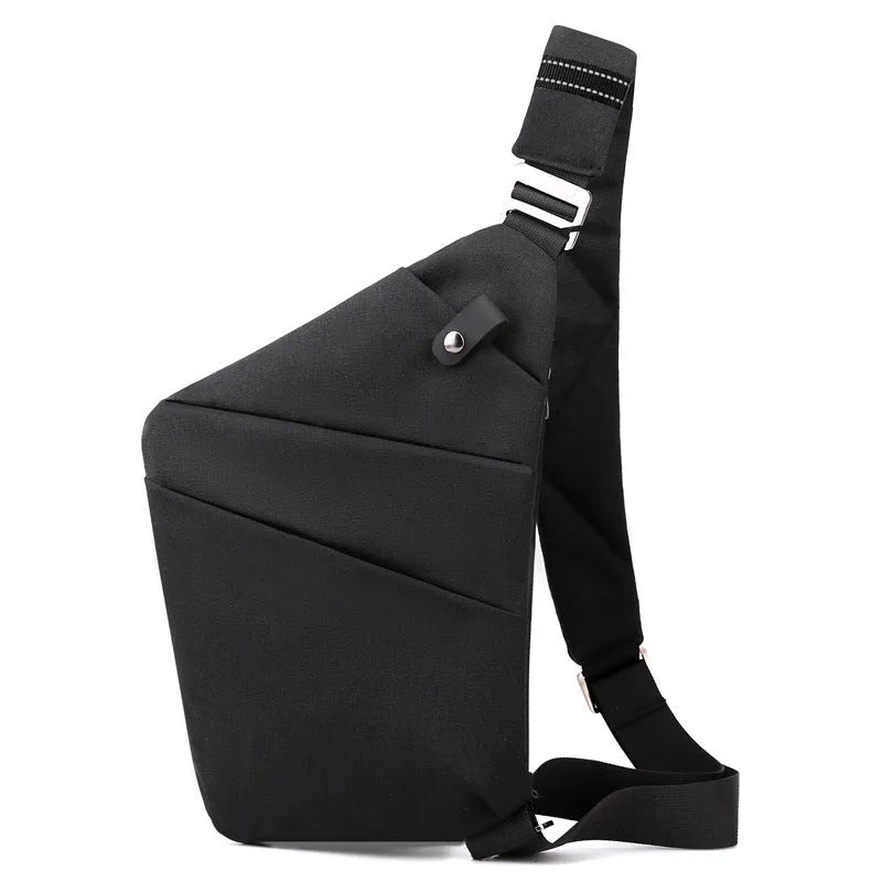Canvas chest bag 31x20x1cm, 190g, one-shoulder crossbody with anti-radiation fabric inside, smoke black or silver grey