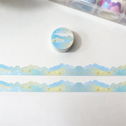 Japanese paper washi tape with stars and clouds decorative border design