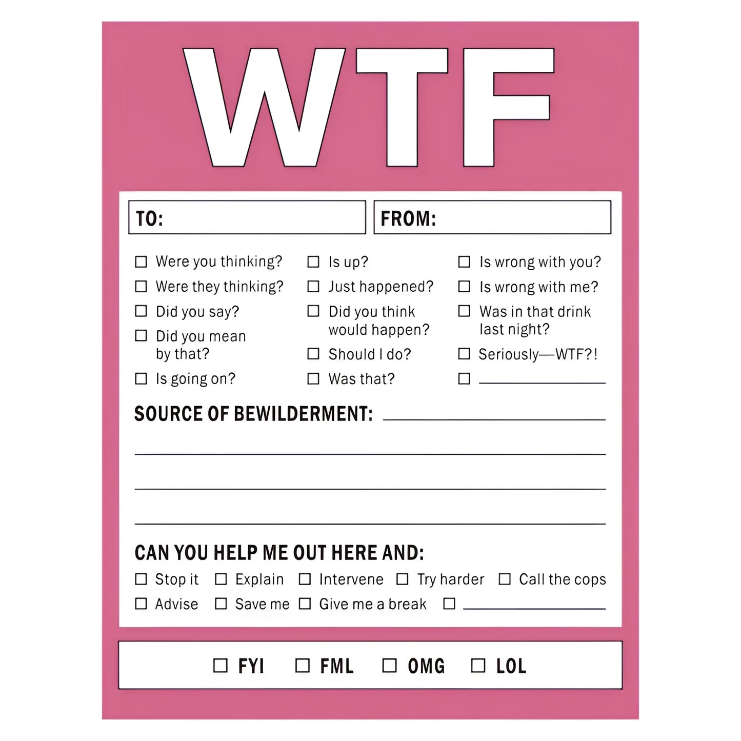 Colour-printed paper card with playful musical notes design, 13 by 10 centimetres.