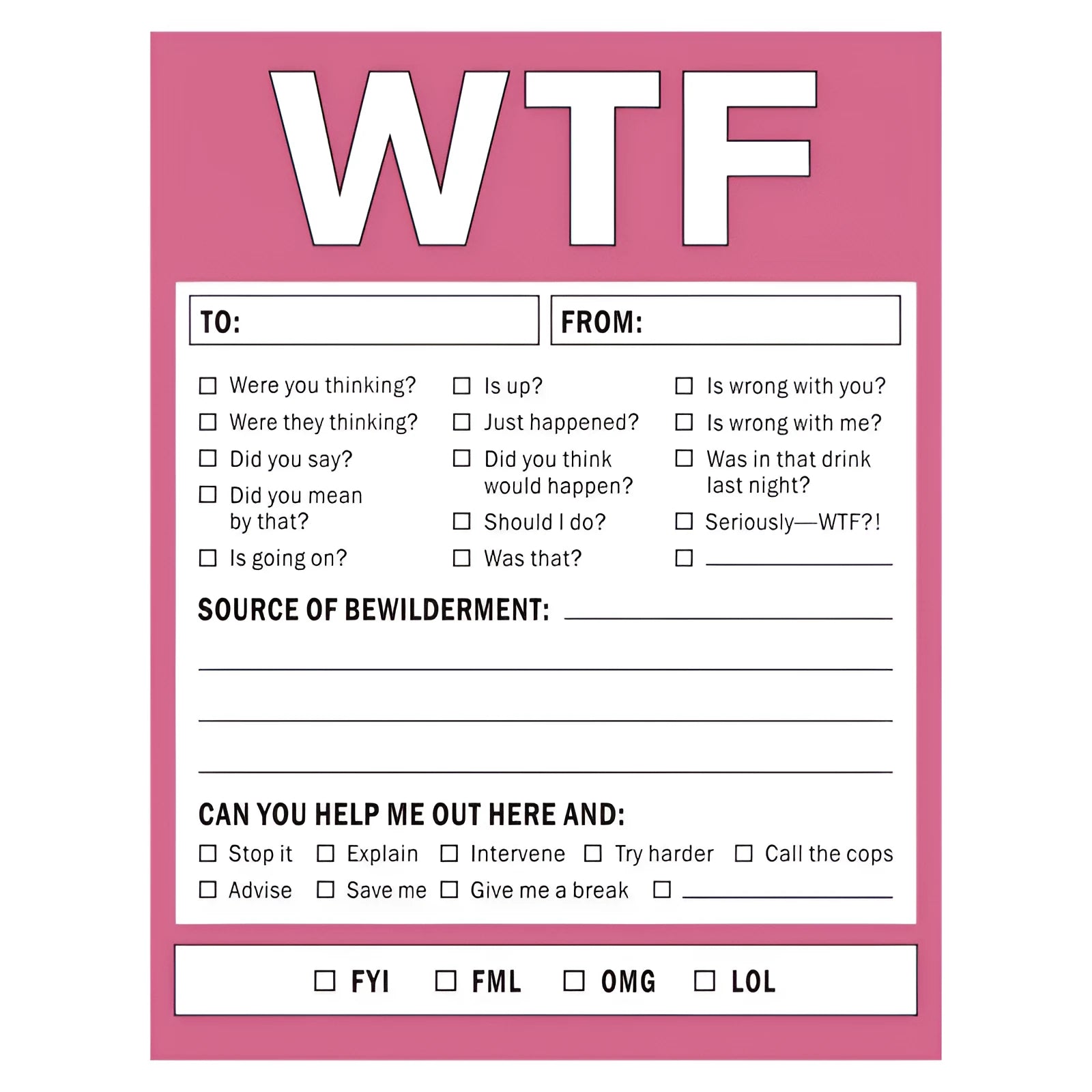 Colour-printed paper card with playful musical notes design, 13 by 10 centimetres.
