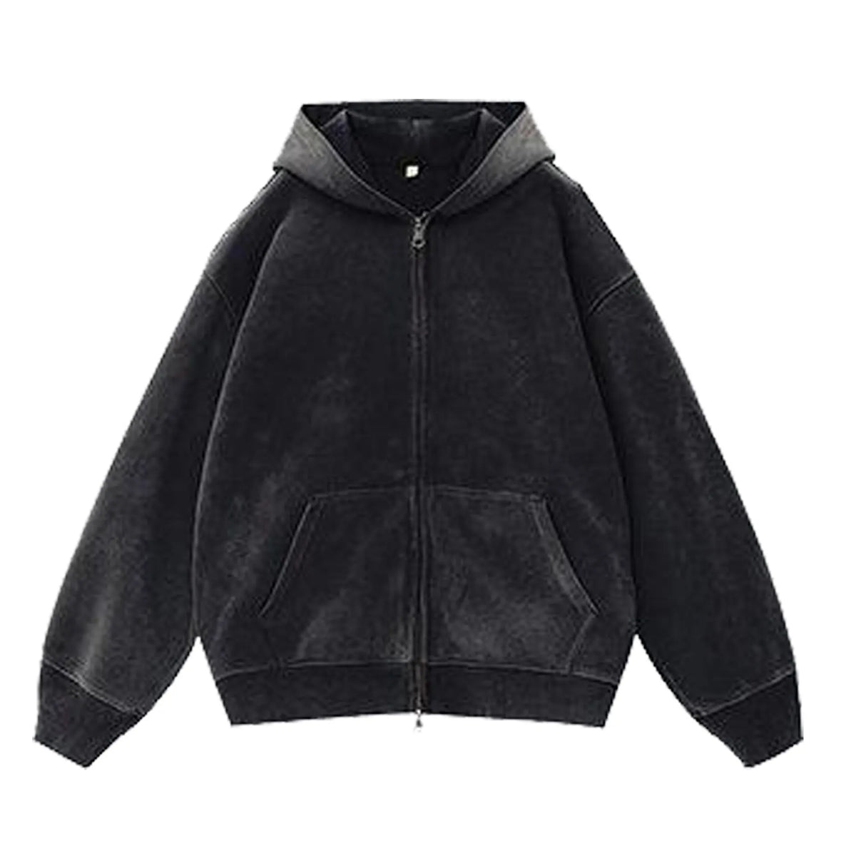 Women's distressed colour fleece-lined hooded cardigan sweater with patch pockets