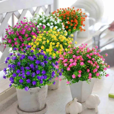 Artificial plastic flower bouquet in mixed colours for wedding and photography decoration