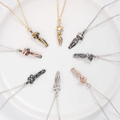 Affectionate Hug Necklace for couples with snake bone chain design