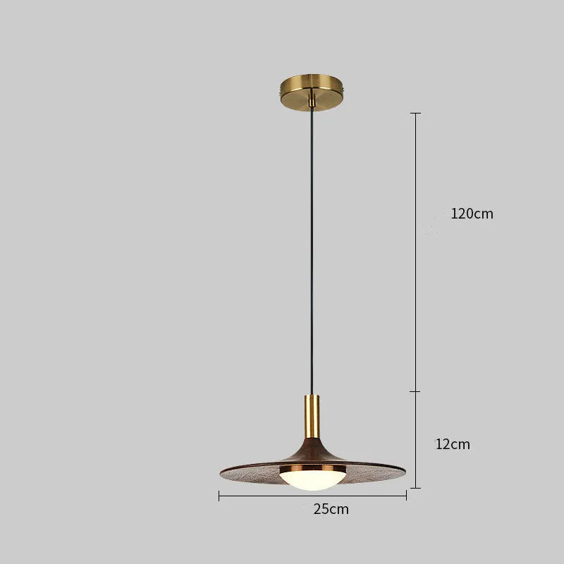 Personalised bar chandelier with walnut wood body and copper accents in modern Chinese style