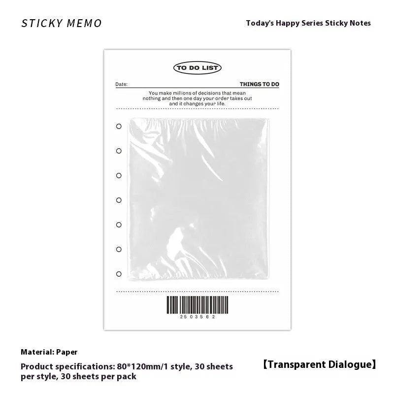 Happy Series message sticky notes refill pad showing 30 sheets in one of four cover colour options.
