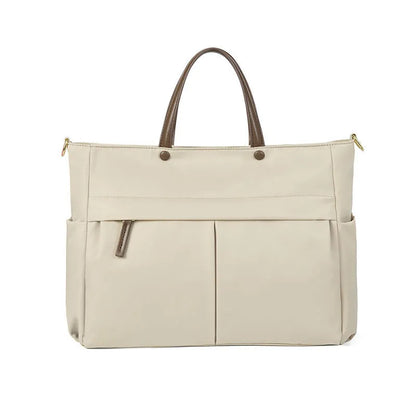 Women's portable Oxford cloth briefcase with 36cm length and contrast stitching in black colour