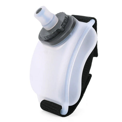 Hands-free sports water bottle with silicone mouthpiece and adjustable wrist strap for active lifestyles