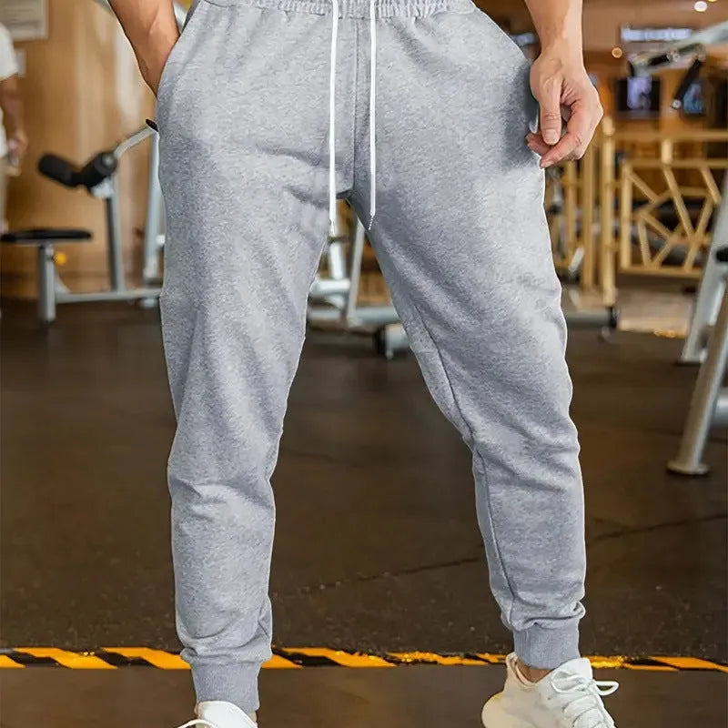 Men's linen style leisure trousers with elastic lace waist in loose fit design