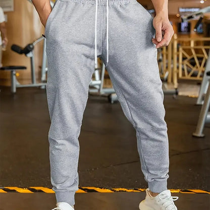 Men's linen style leisure trousers with elastic lace waist in loose fit design