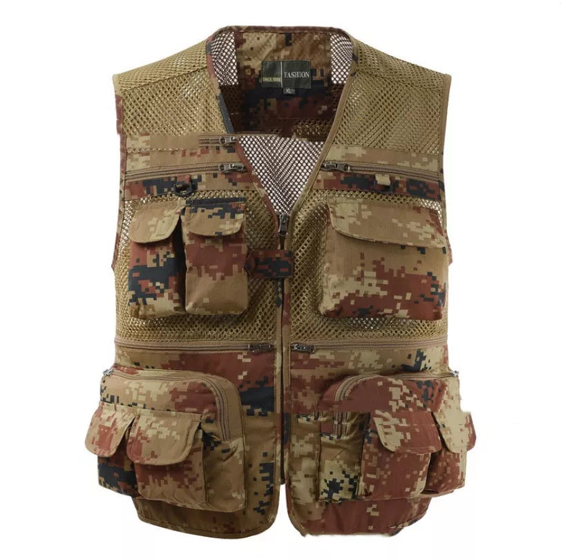 Multi-pocket men's professional photography vest in nylon, available in multiple colors and sizes
