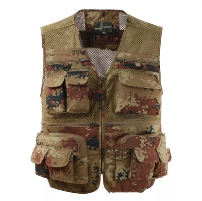 Multi-pocket men's professional photography vest in nylon, available in multiple colors and sizes
