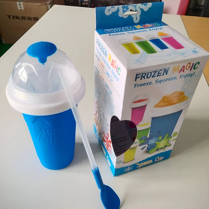 Blue silicone pinch cup showing double-layer construction for beverage cooling