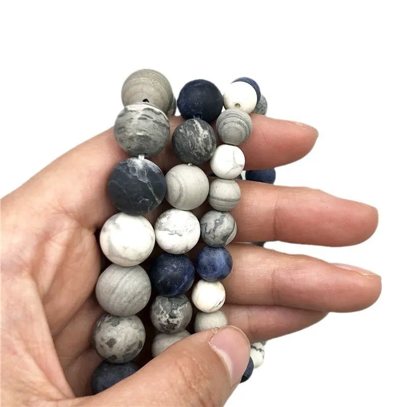 Handmade U-shaped planet stone starry bracelet for men and women, showing natural stone beads.