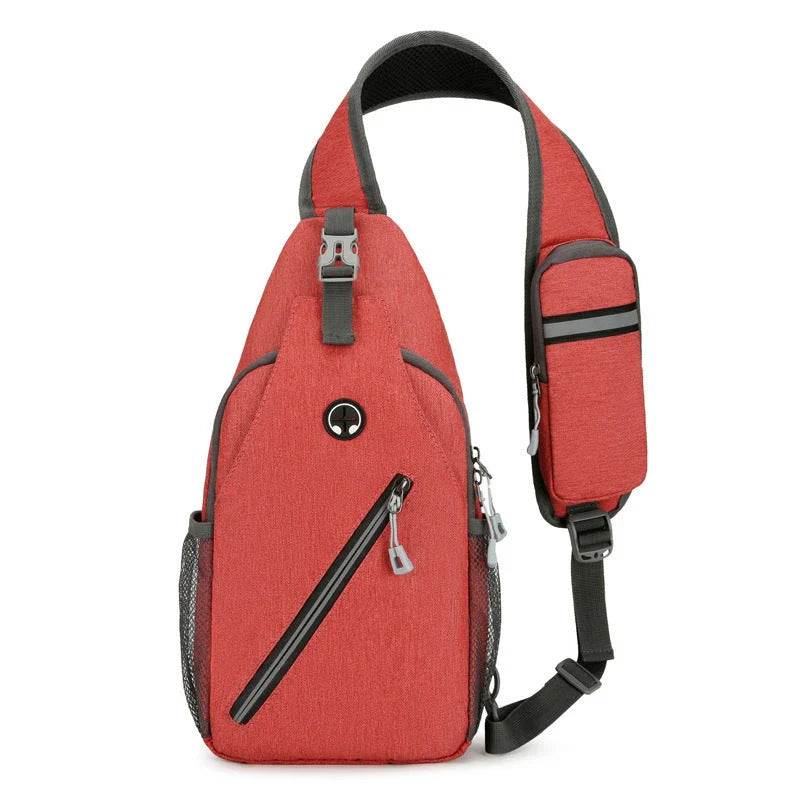 Rugged canvas crossbody bag for men in various colors, featuring a spacious main compartment, adjustable shoulder strap, and multiple pockets for organized storage.