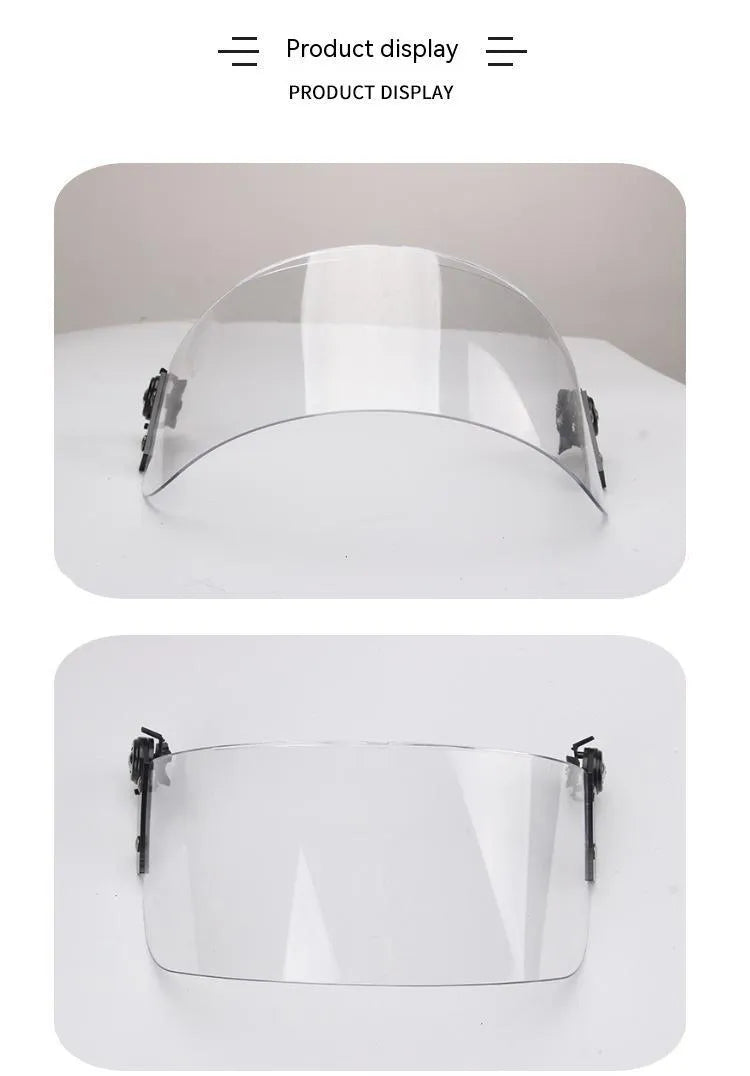 Transparent helmet face mask with clear PC lens for guide rail attachment