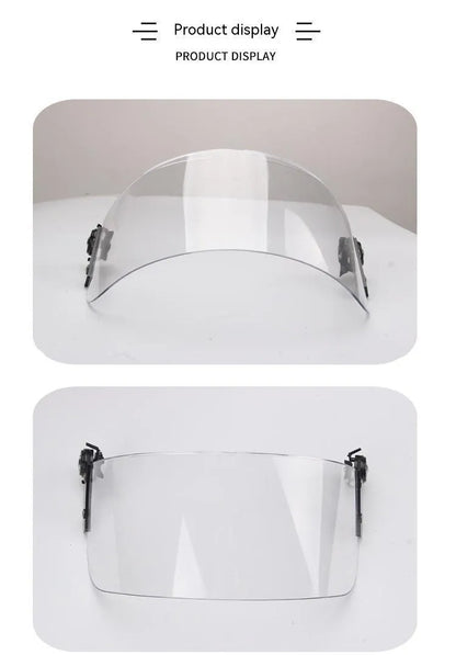 Transparent helmet face mask with clear PC lens for guide rail attachment