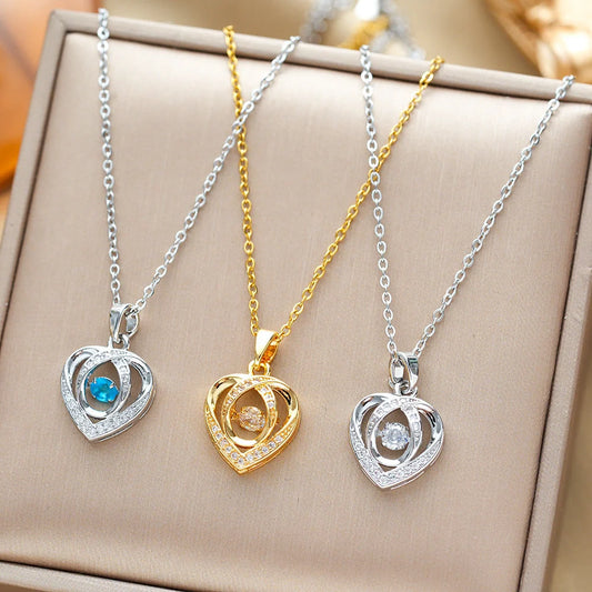 Elegant heart-shaped rhinestone clavicle necklace perfect for Valentine's Day gifts